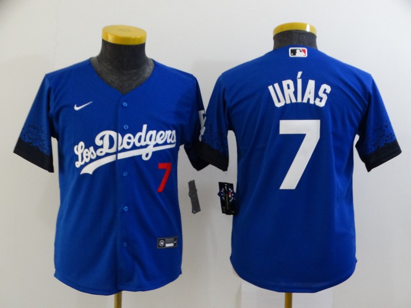 Youth Los Angeles Dodgers #7 Urias Blue City Edition Nike 2021 MLB Jersey->los angeles dodgers->MLB Jersey